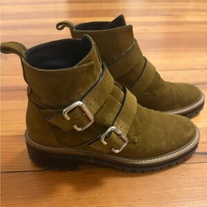 Freda Salvador Olive Ankle Boots with Buckles